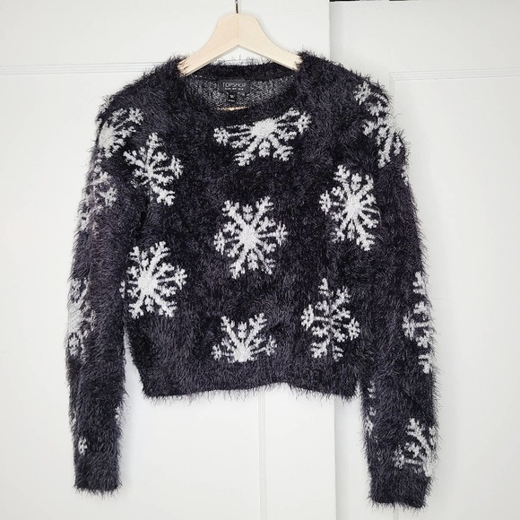 TOPSHOP Snowflake Textured Fuzzy Eyelash Sweater - Picture 2 of 6